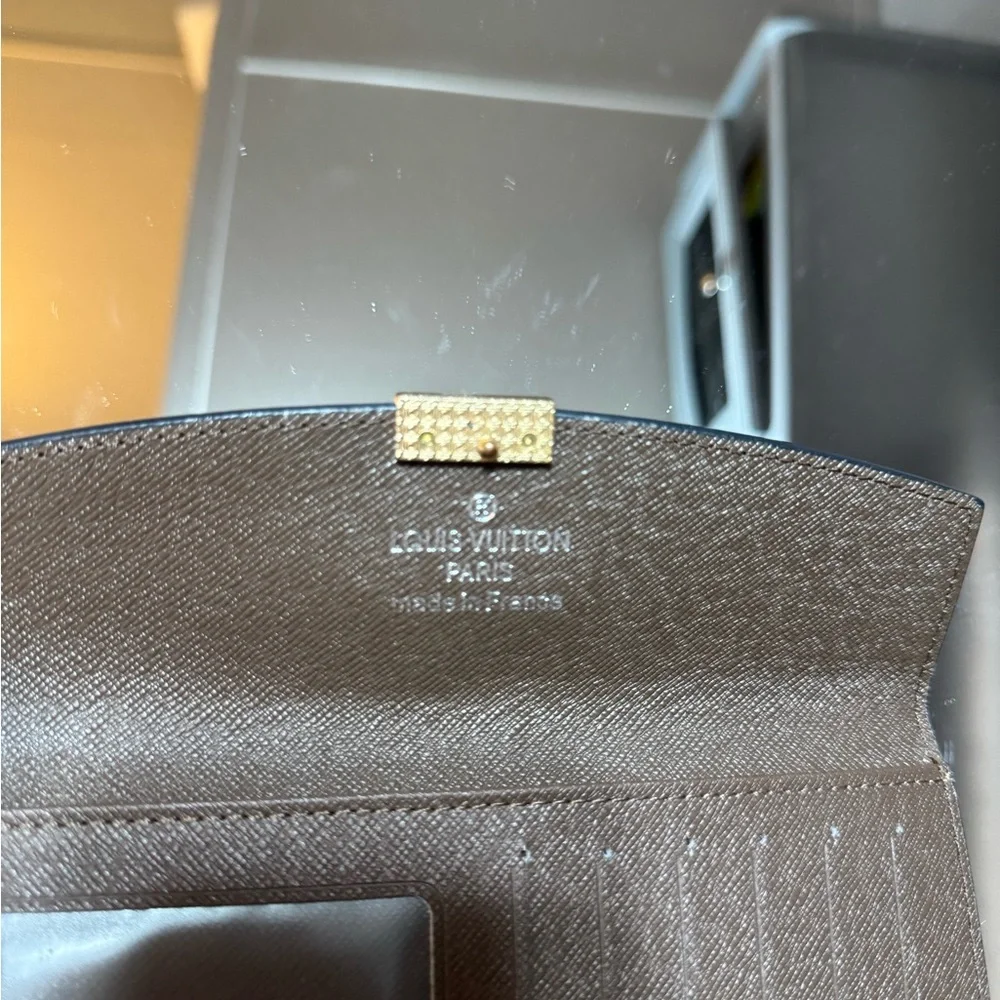 Louis Vuitton Brown Damier Ebène Long Wallet with Gold LV Hardware